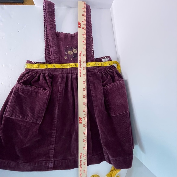 Jamie Kay Girls Corduroy Dress Pinafore Jumper Embroidered Purple Plum 5Y - Picture 12 of 12